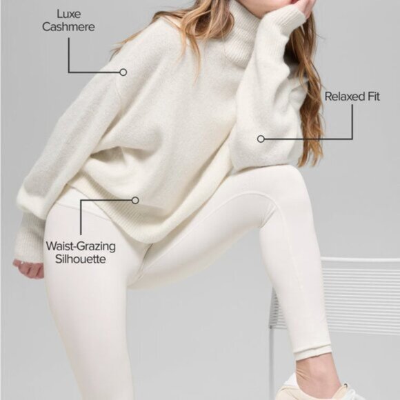 Alo Yoga Cashmere New Class Turtleneck Sweater Ivory - Picture 4 of 4